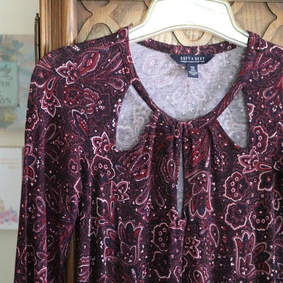 American Eagle Boho Paisley Bell Sleeve Dress - NWOT, XXS! - Picture 4 of 16